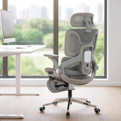 Ergonomická kancelářská židle s vysokým síťovaným opěradlem | šedá č.1