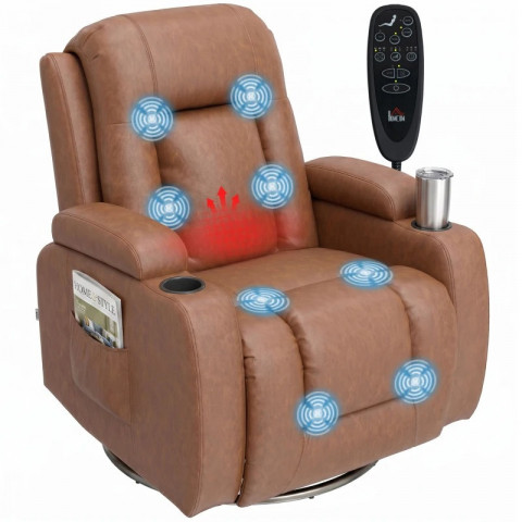 Relaxační polohovatelné masážní křeslo | světle hnědé č.7