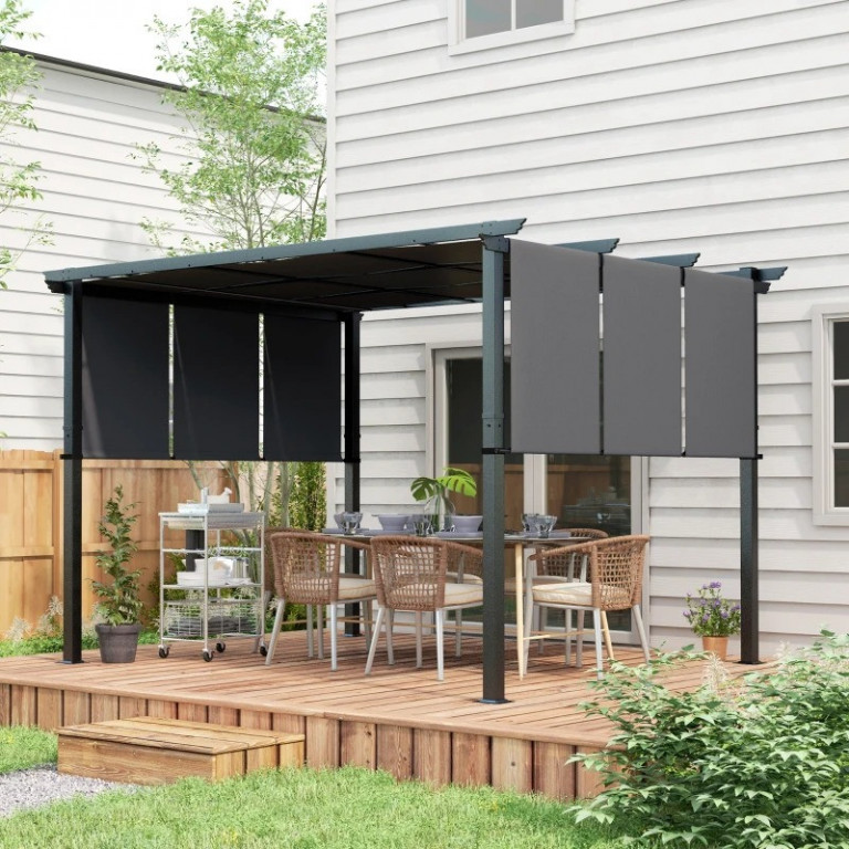 Pergola s bočním zastíněním 3,5 x 3 m | tmavě šedá