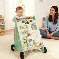 Dřevěné montessori chodítko s regulací rychlosti | zelené č.1