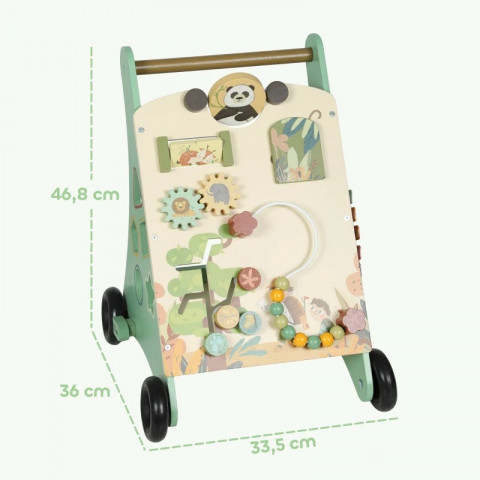 Dřevěné montessori chodítko s regulací rychlosti | zelené č.3