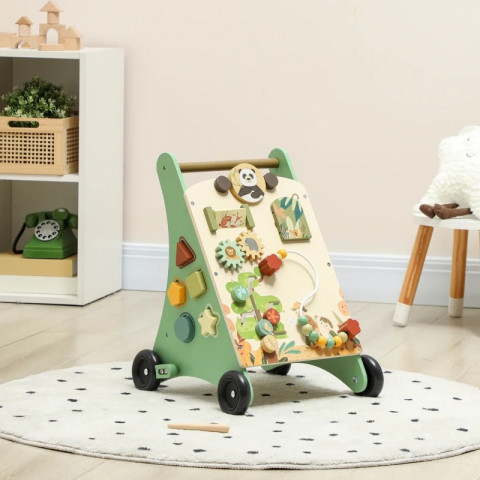 Dřevěné montessori chodítko s regulací rychlosti | zelené č.7