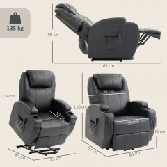Televizní relaxační křeslo s funkcí pomoci při vstávání | černé č.3