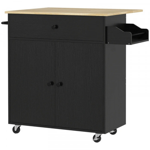 Kuchyňský vozík na kolečkách se sklopnou pracovní deskou | černý č.3