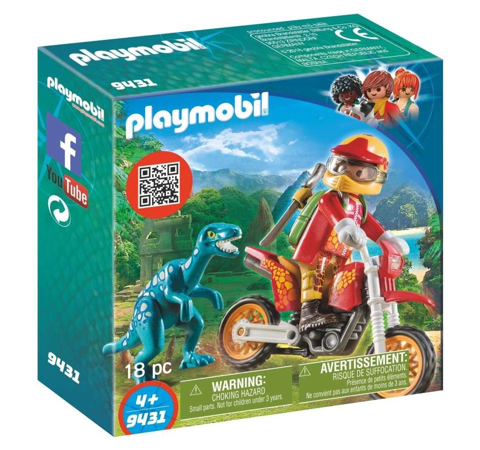 Levně Playmobil Playmobil 9431 Motorkář s Raptorem