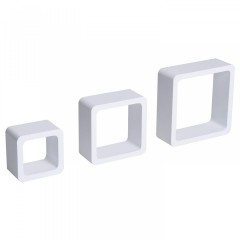 Nástěnná police 3-dílný set čtverec | bílá