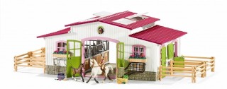 Schleich 42344 Stáj s koňmi a příslušenstvím v pastelových barvách