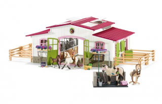 Schleich 72110 Stáj s koňmi a mycím boxem