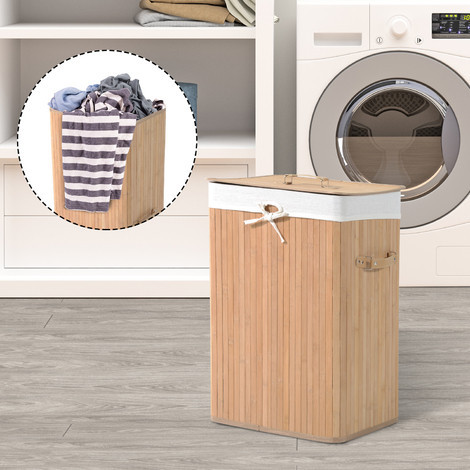 Bambusový koš na prádlo s víkem 72 L | světlý
