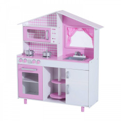 Dětská dřevěná kuchyňka s okénkem | růžová č.1