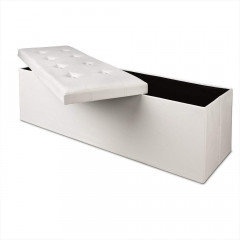 Čalouněná lavice s úložným prostorem 114 x 40 x 40 cm | bílá č.2