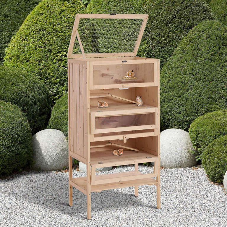 Dřevěná klec pro hlodavce 60 x 40 x 120 cm