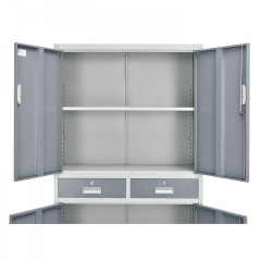 Kancelářská skříň 180 x 90 cm se zásuvkami kovová | šedá č.2