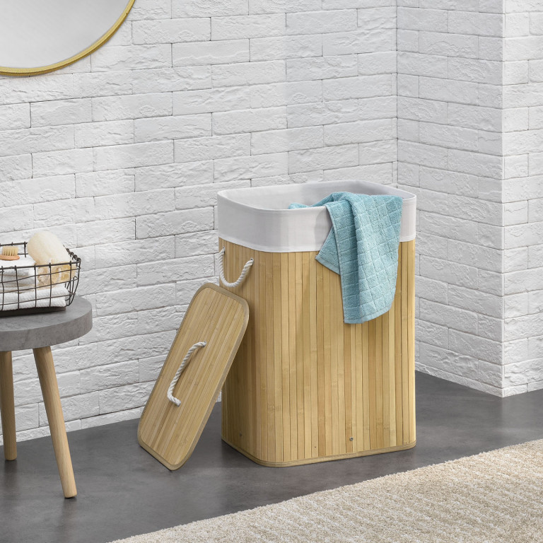 Bambusový koš na prádlo s víkem 72 L | přírodní