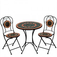 Zahradní mozaikový set Terakota | kulatý stůl + 2 skládací židle č.1