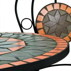 Zahradní mozaikový set Terakota | kulatý stůl + 2 skládací židle č.2