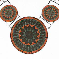 Zahradní mozaikový set Terakota | kulatý stůl + 2 skládací židle č.3