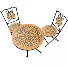 Zahradní mozaikový set Roma | kulatý stůl + 2 skládací židle č.1