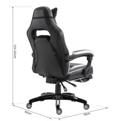 Luxusní polohovatelná kancelářská / herní židle s podnožkou Prince | černá - bílá č.3