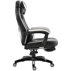 Luxusní polohovatelná kancelářská / herní židle s podnožkou Prince | černá - bílá č.2