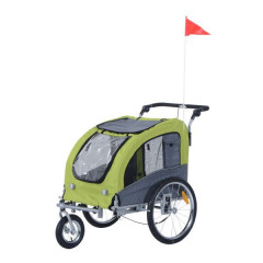 Přívěsný vozík za kolo pro psa 2v1 | šedo - zelený č.1