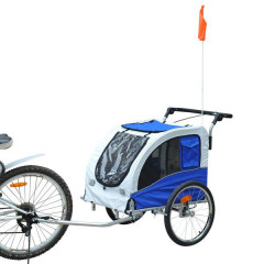 Přívěsný vozík za kolo pro psa 2v1 | modro - bílý č.3