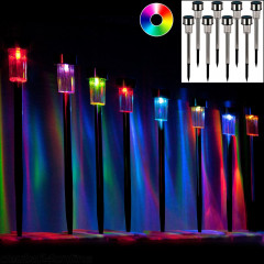 Solární nerezové LED lampy sloupkové multicolor | sada 8 kusů č.1