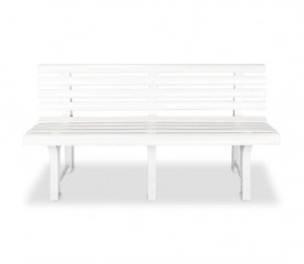 Zahradní plastová lavička - bílá | 145 cm x 49 cm x 74 cm č.2