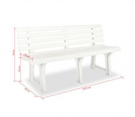 Zahradní plastová lavička - bílá | 145 cm x 49 cm x 74 cm č.3