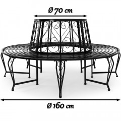 Zahradní kovová lavička kruhová - černá | Ø 160 cm č.2