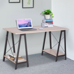 Pracovní stůl 140 x 60 x 75 cm | černý + přírodní dřevo č.3