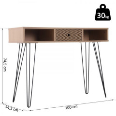 RETRO kancelářský stolek 100 x 34,5 x 74,5 cm | přírodní č.2