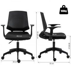 Otočná výškově nastavitelná čalouněná kancelářská židle | černá č.2