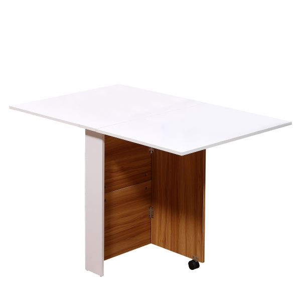 Goleto Skládací mobilní stolek | bílá + dub