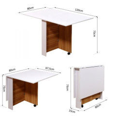 Skládací mobilní stolek | bílá + dub č.2