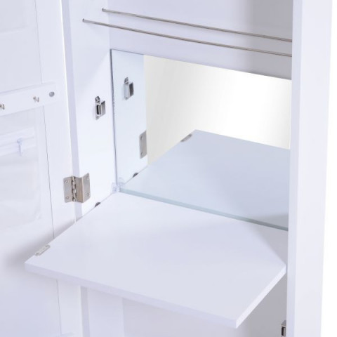 Nástěnná šperkovnice se zrcadlem a 2 háčky | bílá č.4