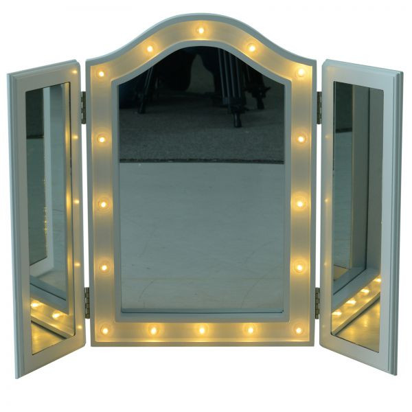 Goleto Stolní rozkládací zrcadlo s LED osvětlením | bílé