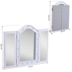 Stolní rozkládací zrcadlo s LED osvětlením | bílé č.3