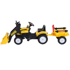 Šlapací traktor s nakladačem a přívěsem | žlutý č.1