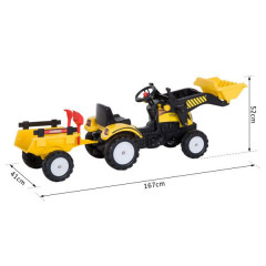 Šlapací traktor s nakladačem a přívěsem | žlutý č.3