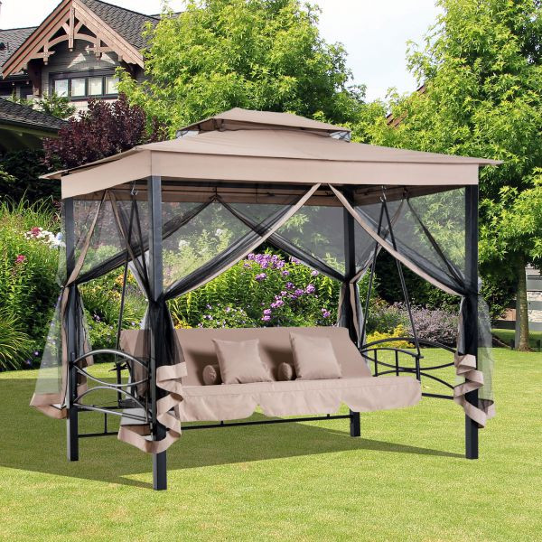 Luxusní zahradní houpačka s altánem | béžová