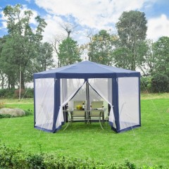 Zahradní párty stan 3,9 x 3,9 m s bočnicemi (moskytiéry) | modrý č.2