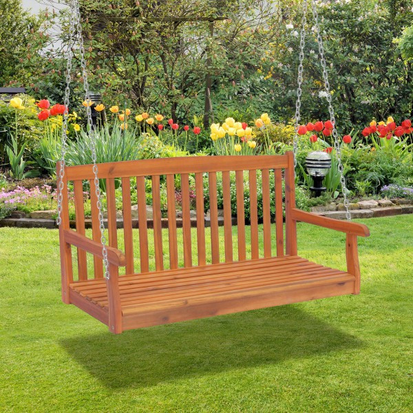 Goleto Závěsná lavička z akátového dřeva | 122 x 61 x 59 cm