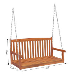 Závěsná lavička z akátového dřeva | 122 x 61 x 59 cm č.2