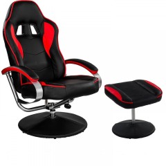 Kancelářská židle GT Relax Racer s podnožkou | černo-červená