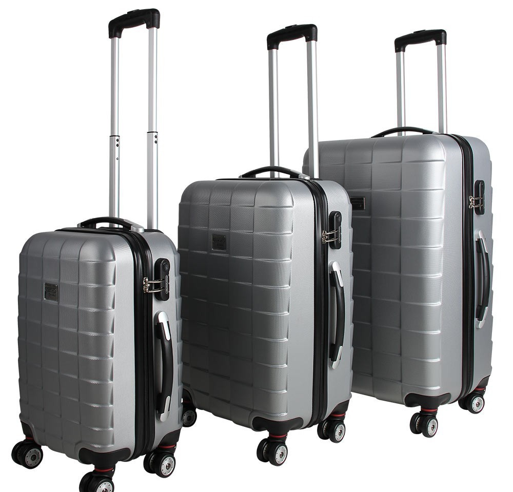 Goleto Sada cestovních kufrů 3 kusy | stříbrná