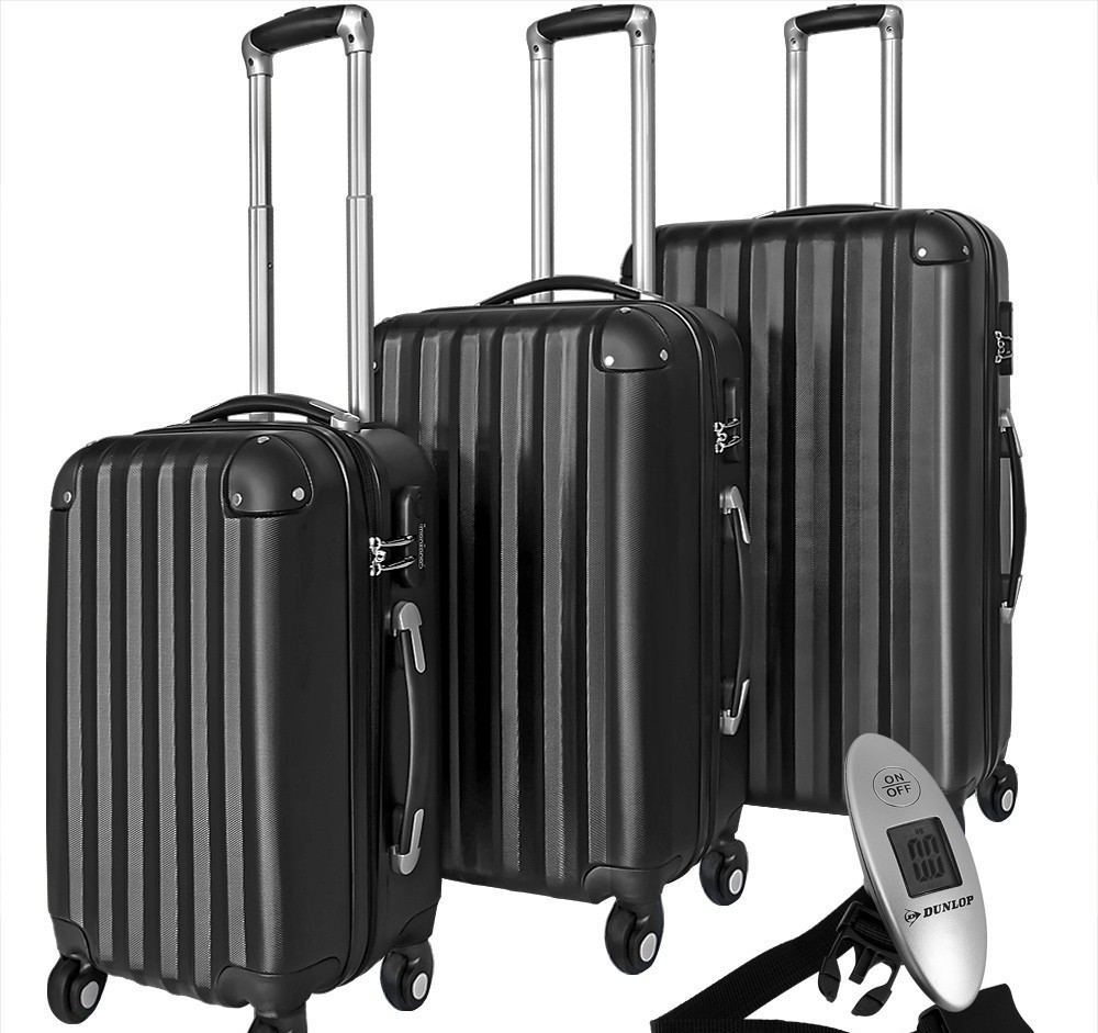 Goleto Sada cestovních zavazadel 3 kusy včetně závěsné váhy | černá