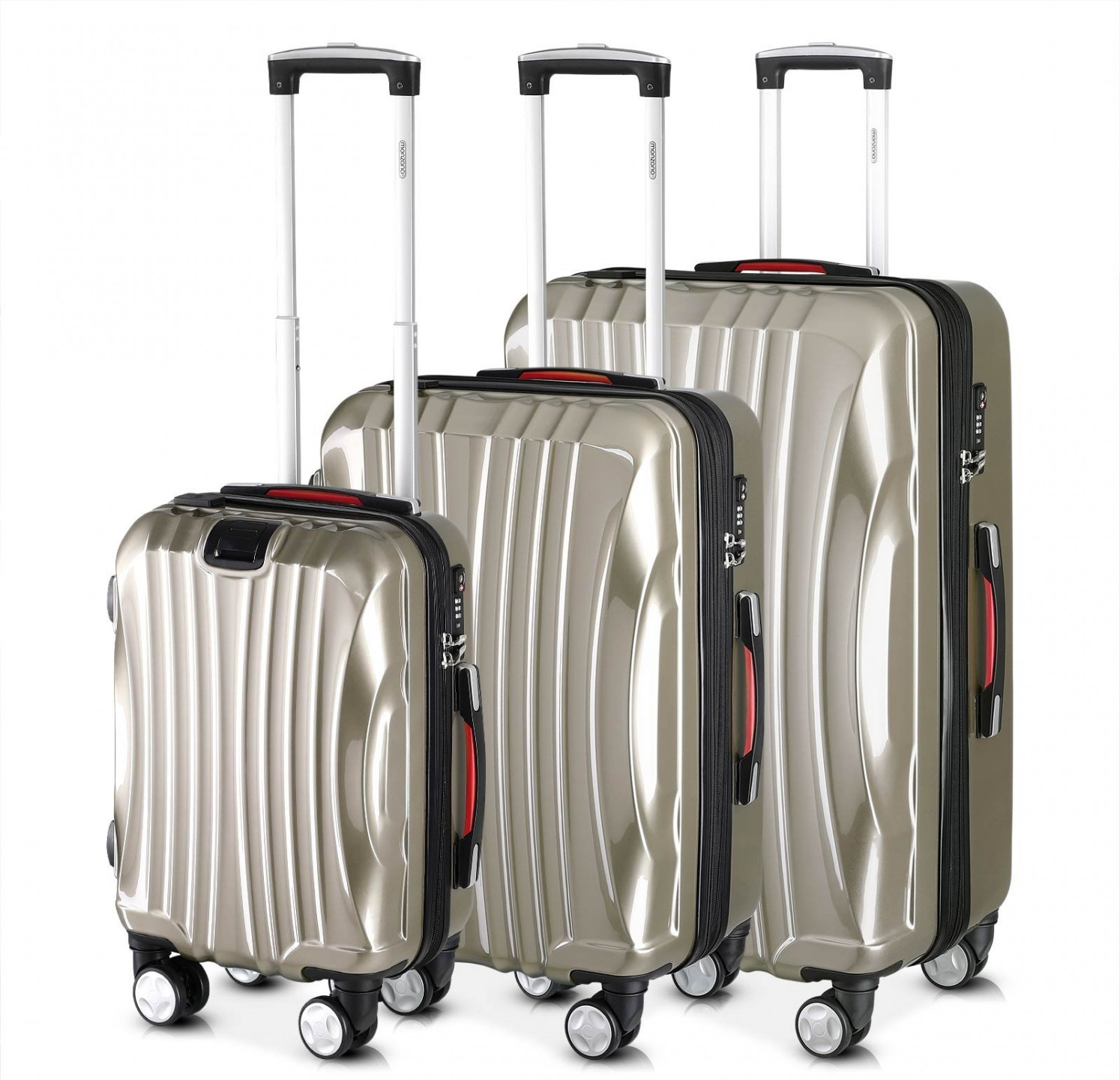 Goleto Luxusní sada cestovních zavazadel Ikarus 3 kusy | zlatá