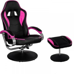 Kancelářská židle GT Relax Racer s podnožkou | černo-růžová