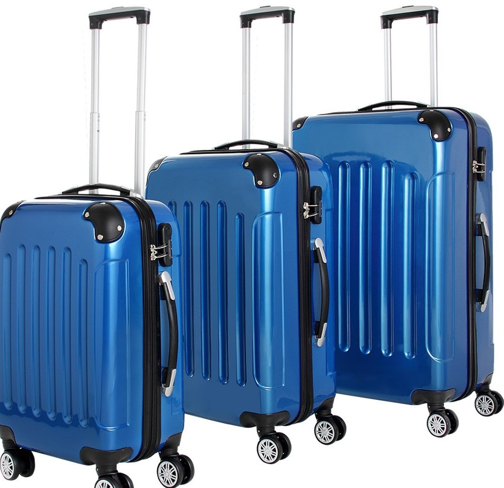 Goleto Luxusní sada cestovních zavazadel 3 kusy | modrá
